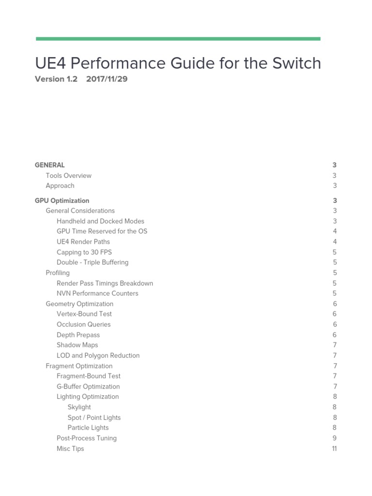 Ue4 Performance Guide For The Switch V12 Pdf Computing Computer