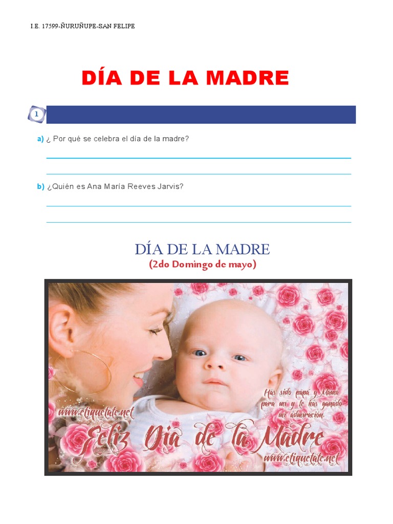 Día de La Madre para Segundo Grado de Primaria | PDF