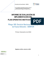 Informe de Evaluación de Implementación Del POI 2022, Correspondiente Al 1er. Semestre - Pliego 165 SERFOR (F)