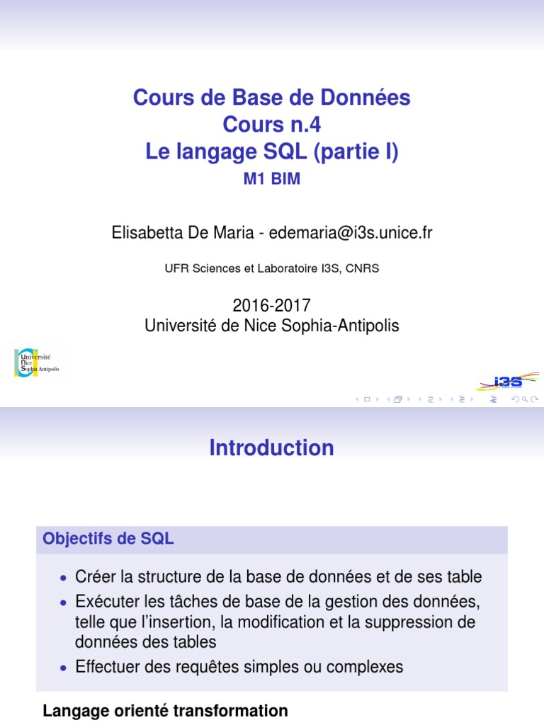 Introduction au Langage SQL | PDF