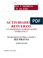 Actividades de Refuerzo:: Física Y Química 3º de ESO