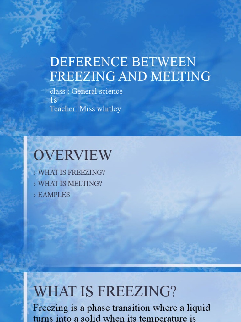 Deference Between Freezing and Melting PDF