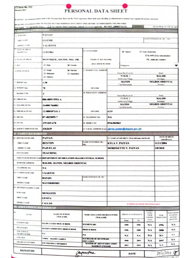 Csc form 212 pds pdf
