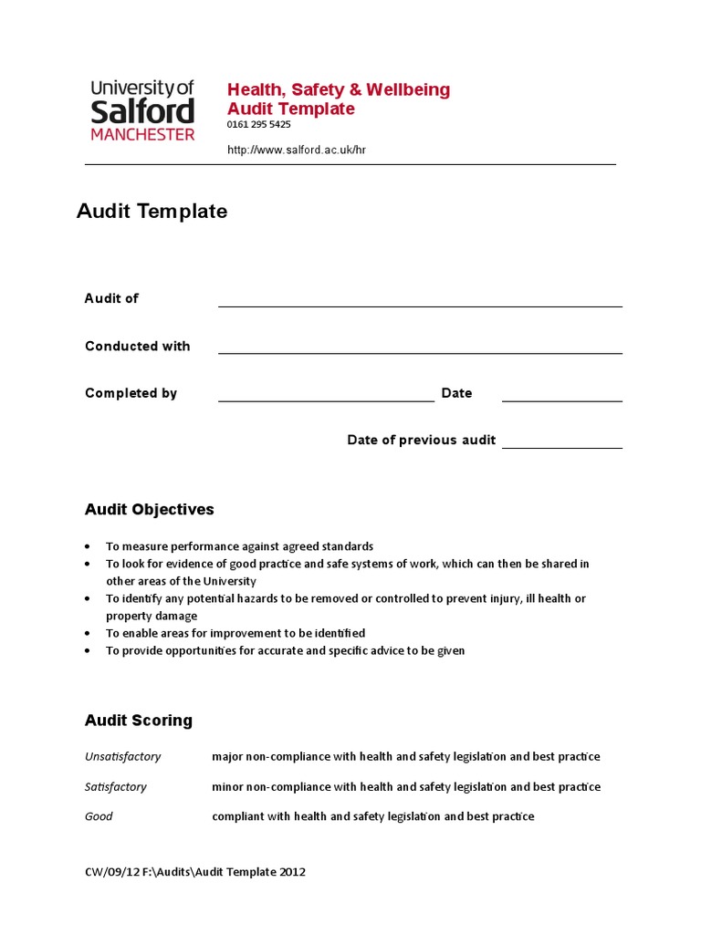Audit Report Template 11 PDF Occupational Safety And Health Audit