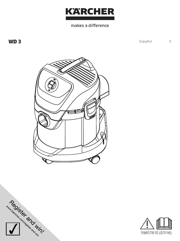 Manual Aspiradora Sopladora Karcher wd3 Basarian | PDF | Aspiradora ...