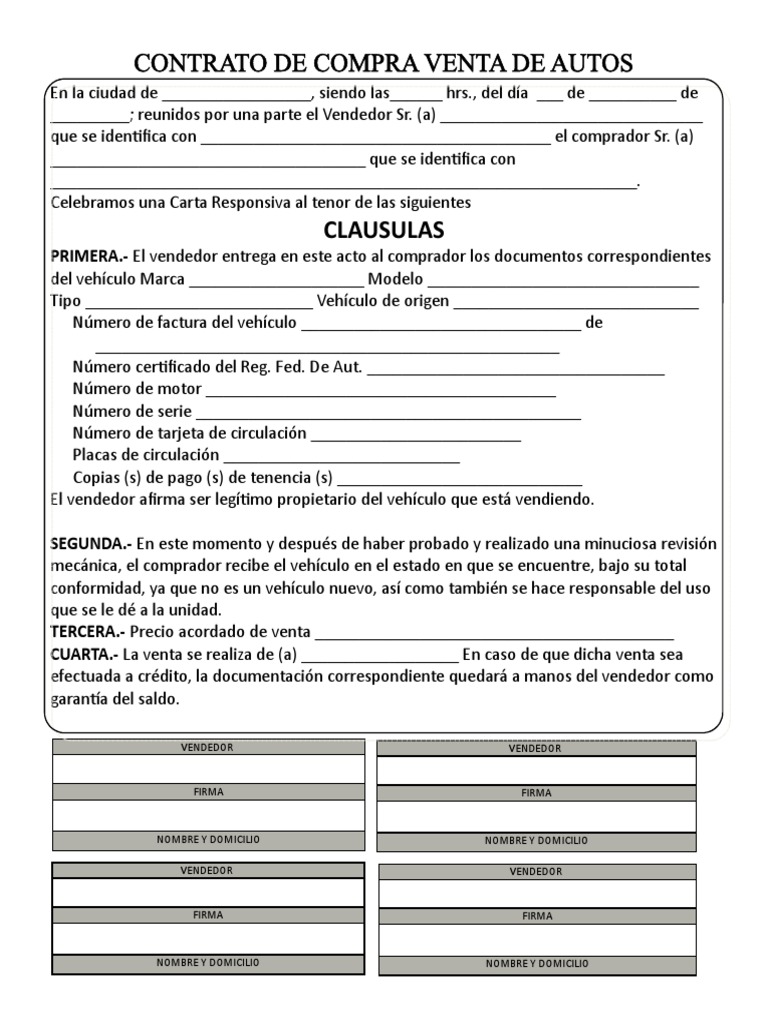 Contrato de compra venta de autos pdf