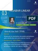 Modul Power Point Pert 3 Aljabar Linear Dosen Riri Fajriah