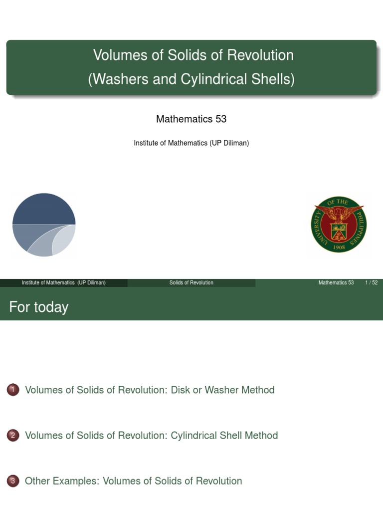Volume by Cylindrical Shells Method | PDF | Area | Geometric Measurement