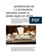Las Exportaciones de Joyería y La Bisutería Peruana Crecen A Doble Dígito en 2018