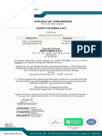 Certificado de Caja Rawel Insutubos Sas