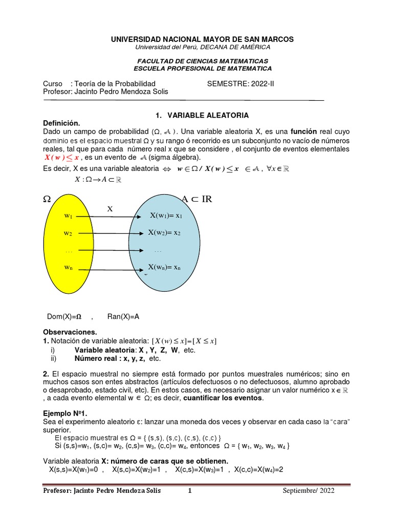Definición de Variable Aleatoria | PDF | Variable aleatoria | Diferencia
