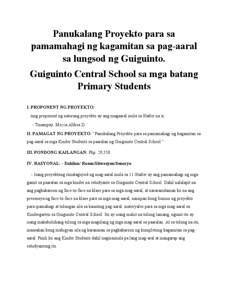 Panukalang Proyekto | PDF