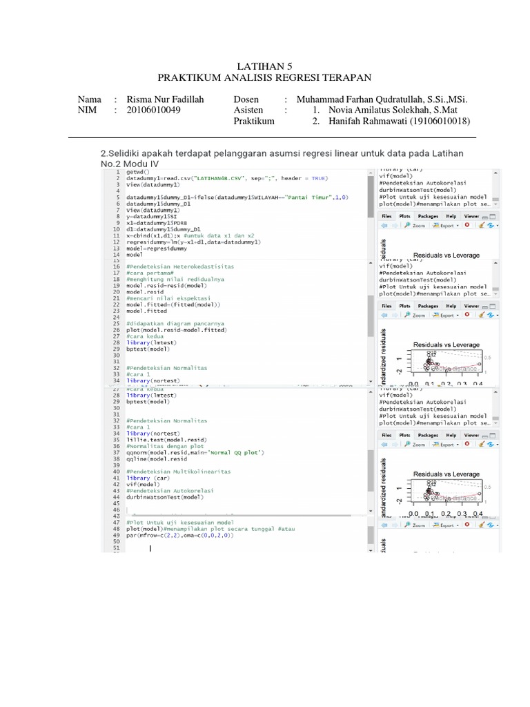 Analisis Asumsi Regresi Linear OLS | PDF