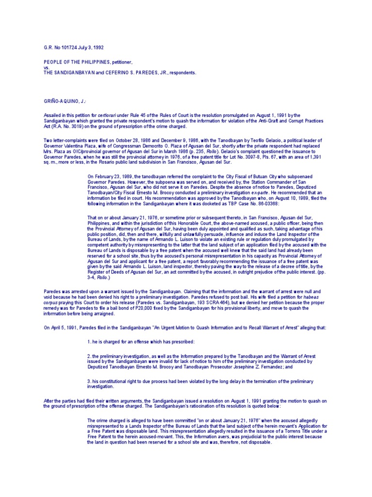 G r no 101724 july 3 1992 people of the philippines petitioner the