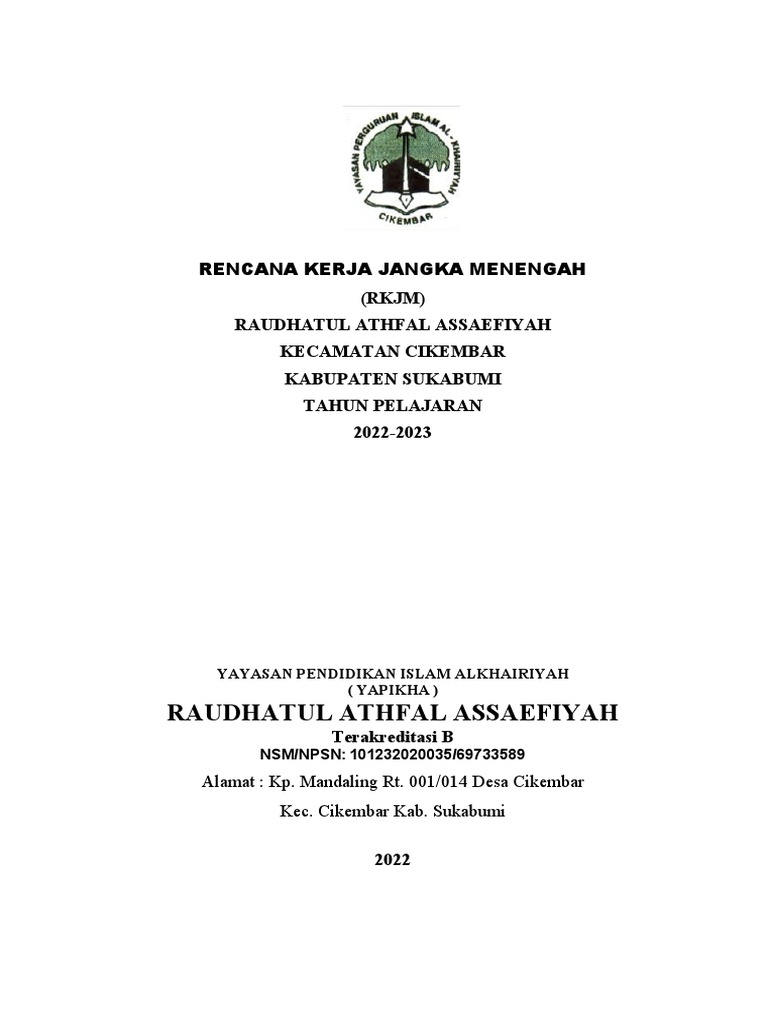 RKJM Raudhatul Athfal 2022-2023 | PDF | Bisnis
