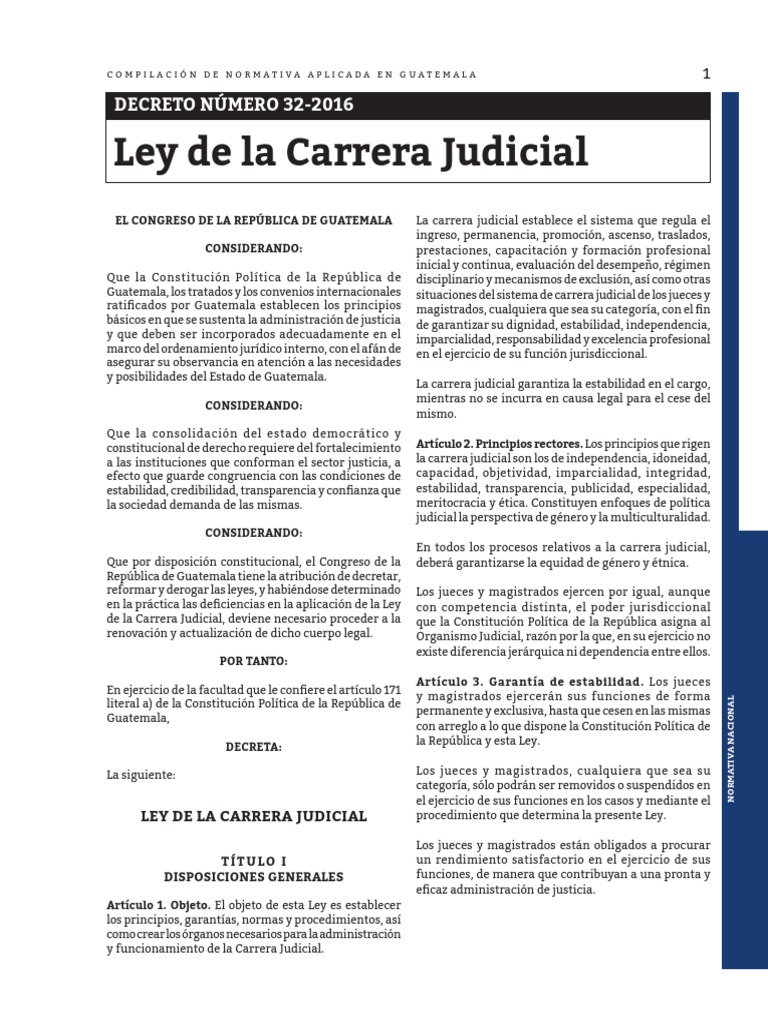 Ley de la Carrera Judicial en Guatemala | PDF | Juez | Disciplinas