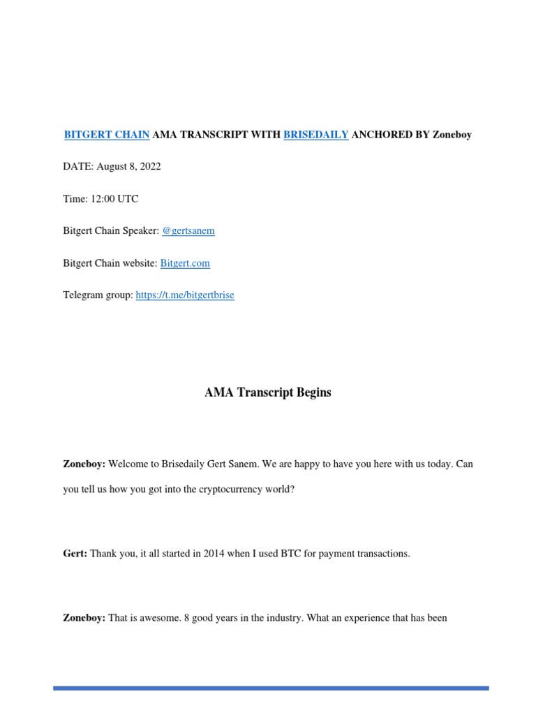 Bitgert Chain AMA Insights and Updates | PDF | Cryptocurrency | Bitcoin