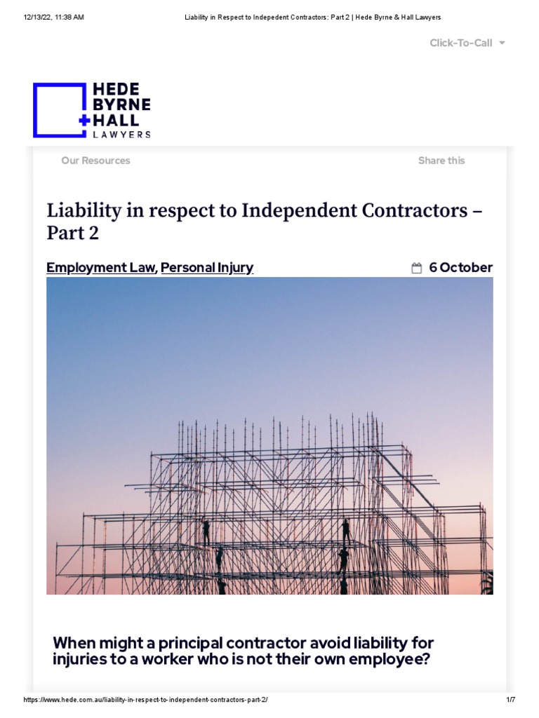 Liability in Respect To Indepedent Contractors Part 2 PDF
