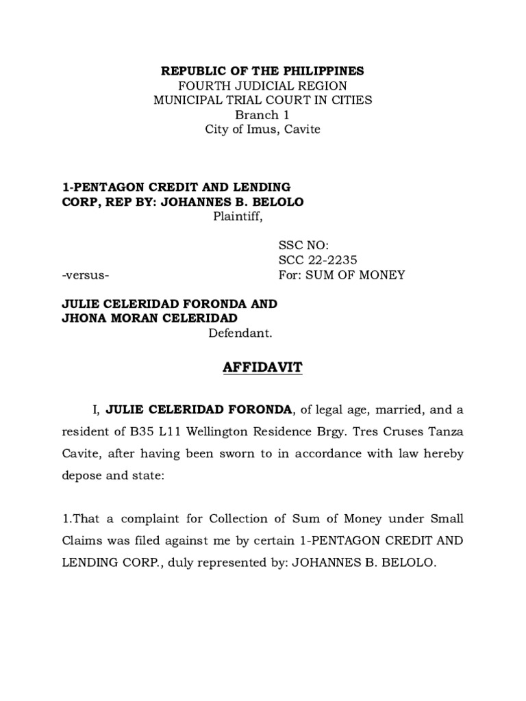 Counter affidavit soft pdf affidavit burden of proof law 