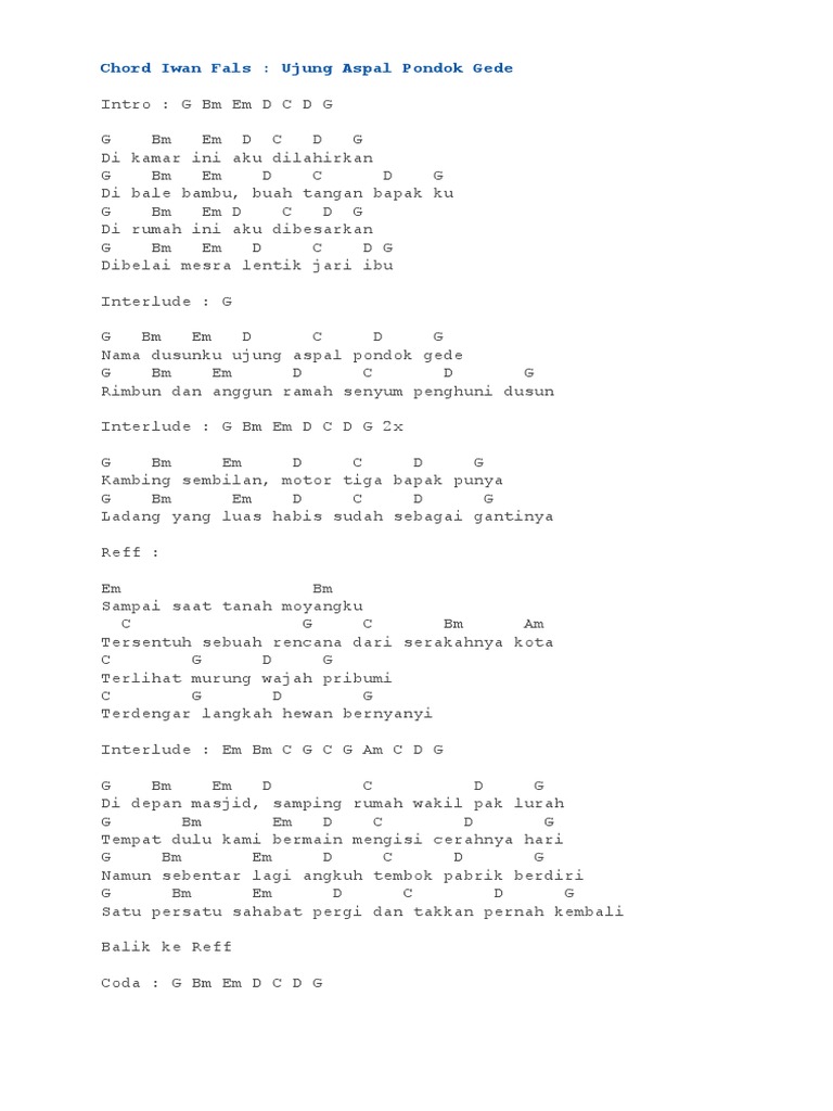 Chord Iwan Fals PDF Seni Puisi