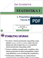 Statistika I - Pertemuan 6 Ukuran Pemusatan II