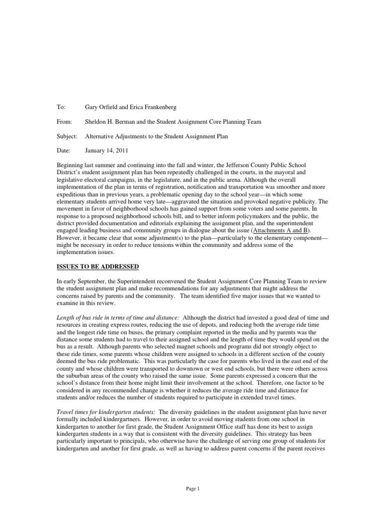 JCPS Student Assignment Plan Adjustments | PDF | Inclusion (Education ...