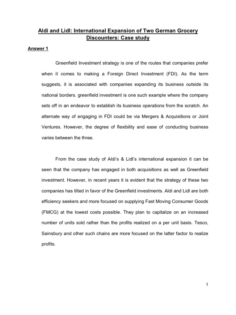 Aldi And Lidl International Expansion Of The Two German Grocery Discounters Case Study Pdf Supermarket Internationalization
