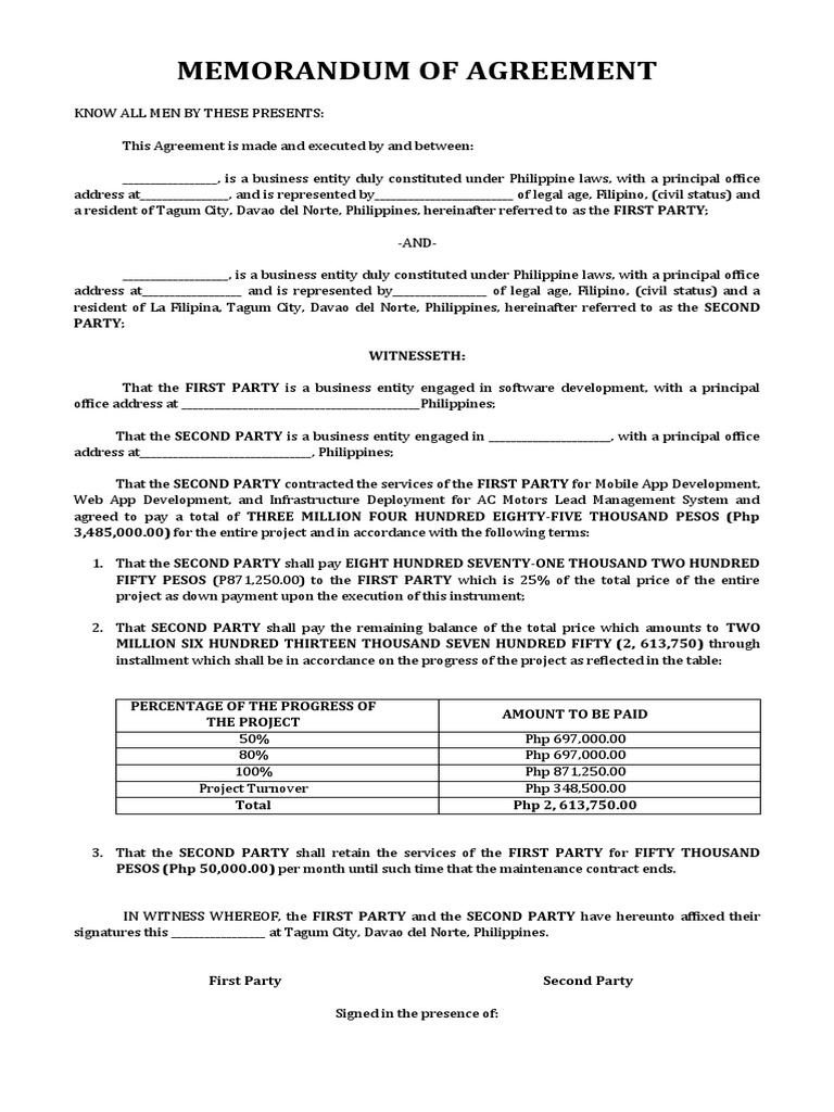 Memorandum of Agreement | Download Free PDF | Philippines