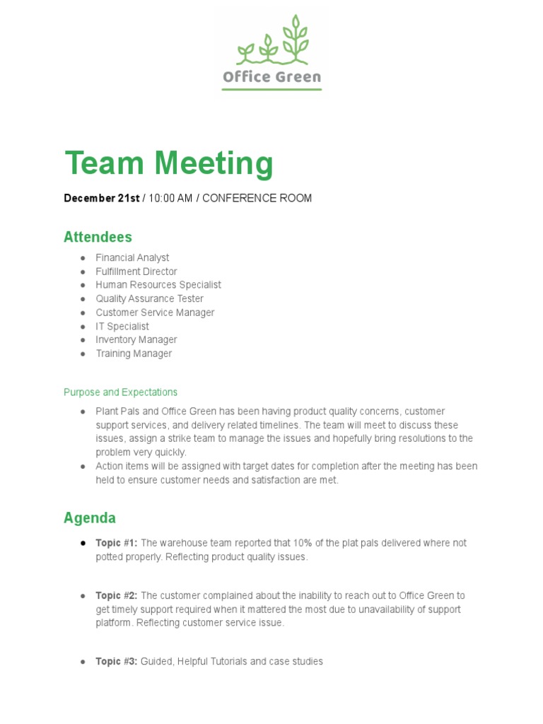 Activity Template - Meeting Agenda | PDF