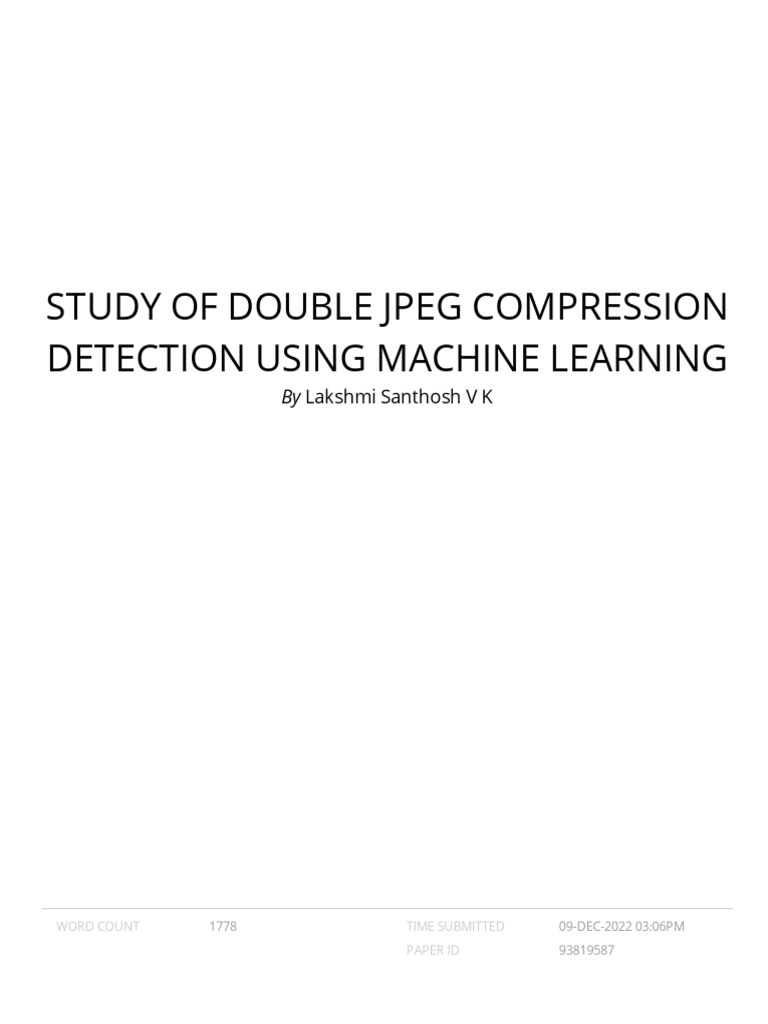 Double JPEG Compression Detection Study | PDF | Cognitive Science ...