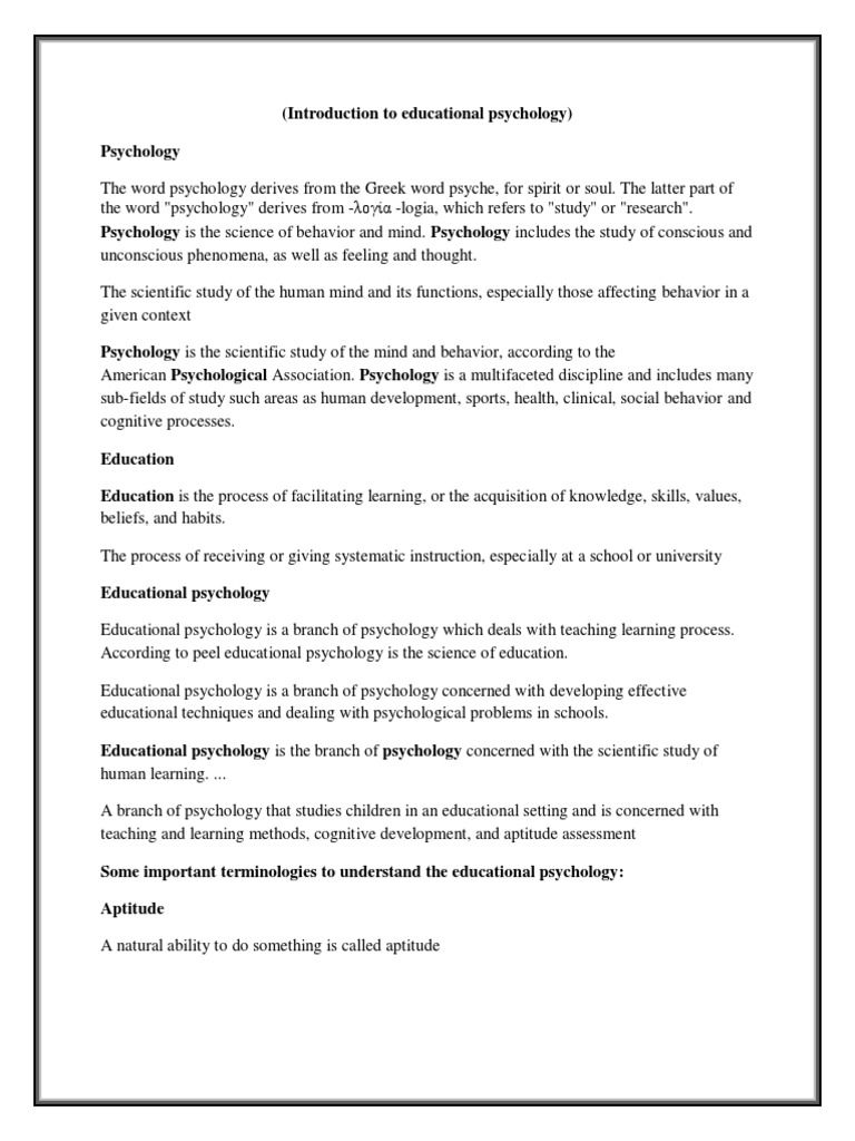 Introduction To Educational Psychology PDF Educational Psychology