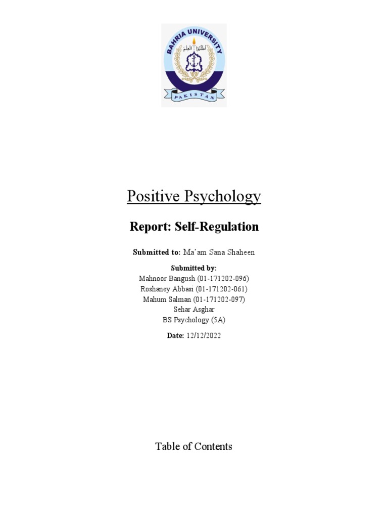 Self Regulation | PDF | Emotional Self Regulation | Self-Management