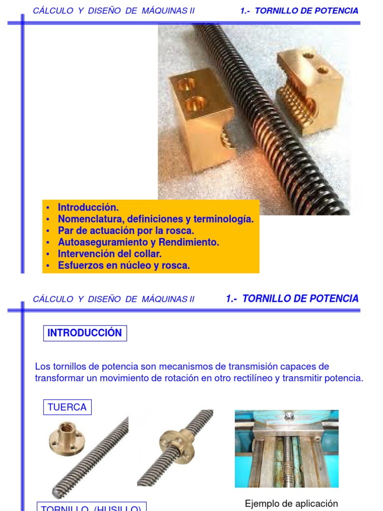 Tornillo de Potencia PDF Tornillo Fricción