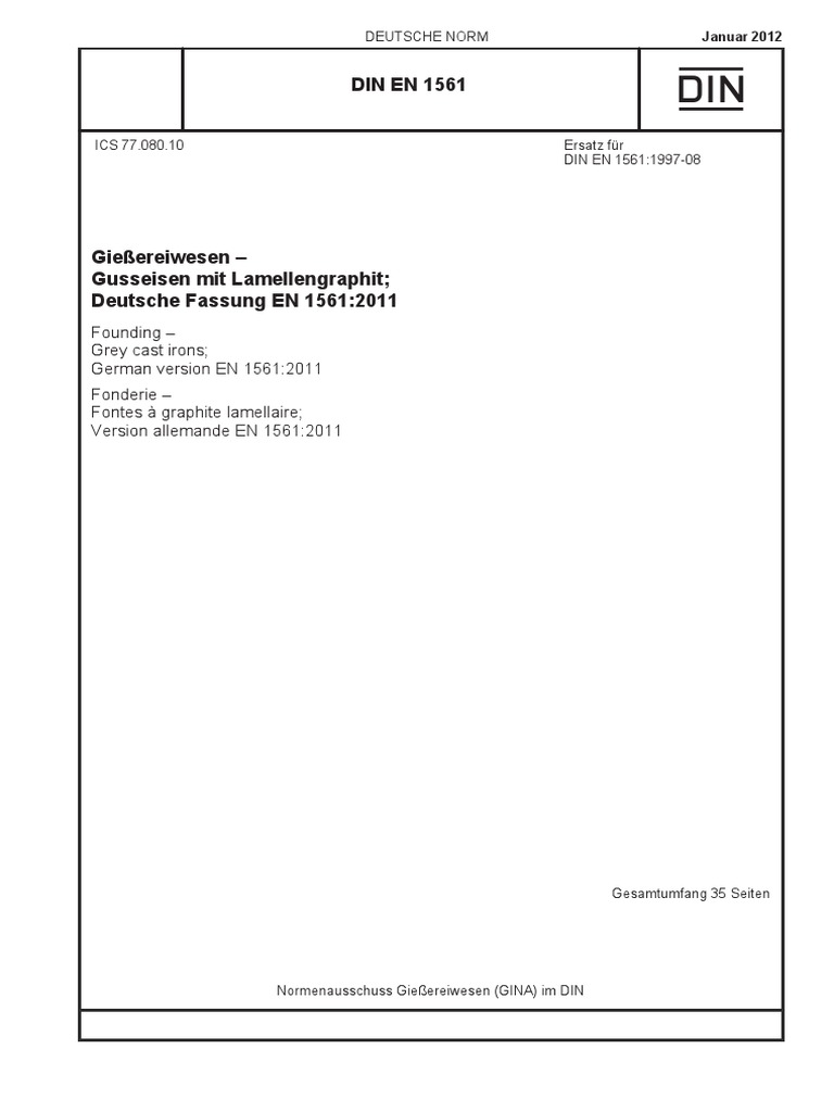 Din en 1561-2012-01 | PDF