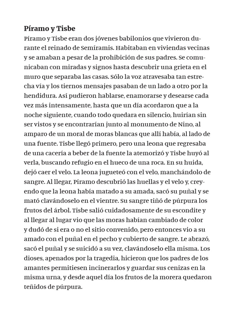 Píramo y Tisbe | PDF