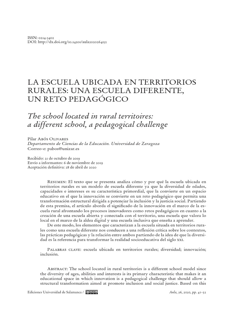 La Escuela Ubicada en Territorios Rurale | PDF | Método de enseñanza ...