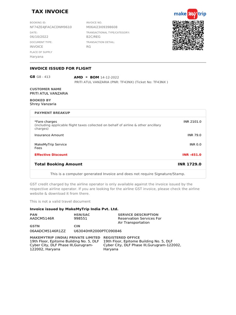 Booking Invoice - M06AI23I09398608 - 221219 - 163145 | PDF