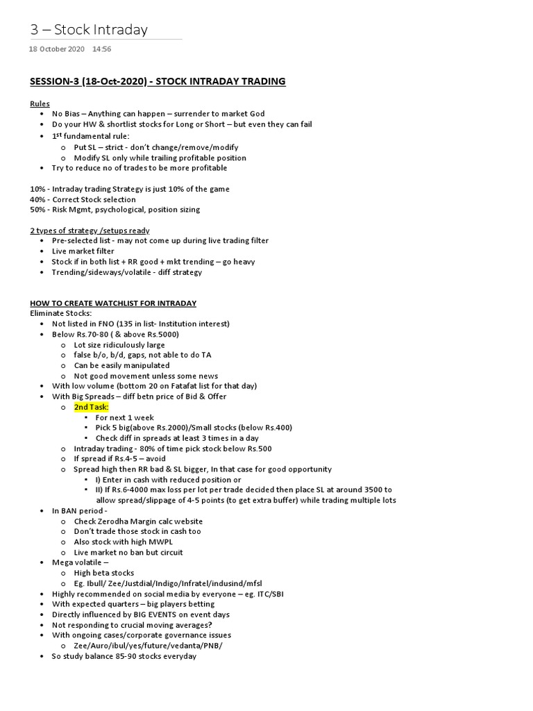 Intraday Trading Strategies and Stock Selection | PDF | Day Trading ...
