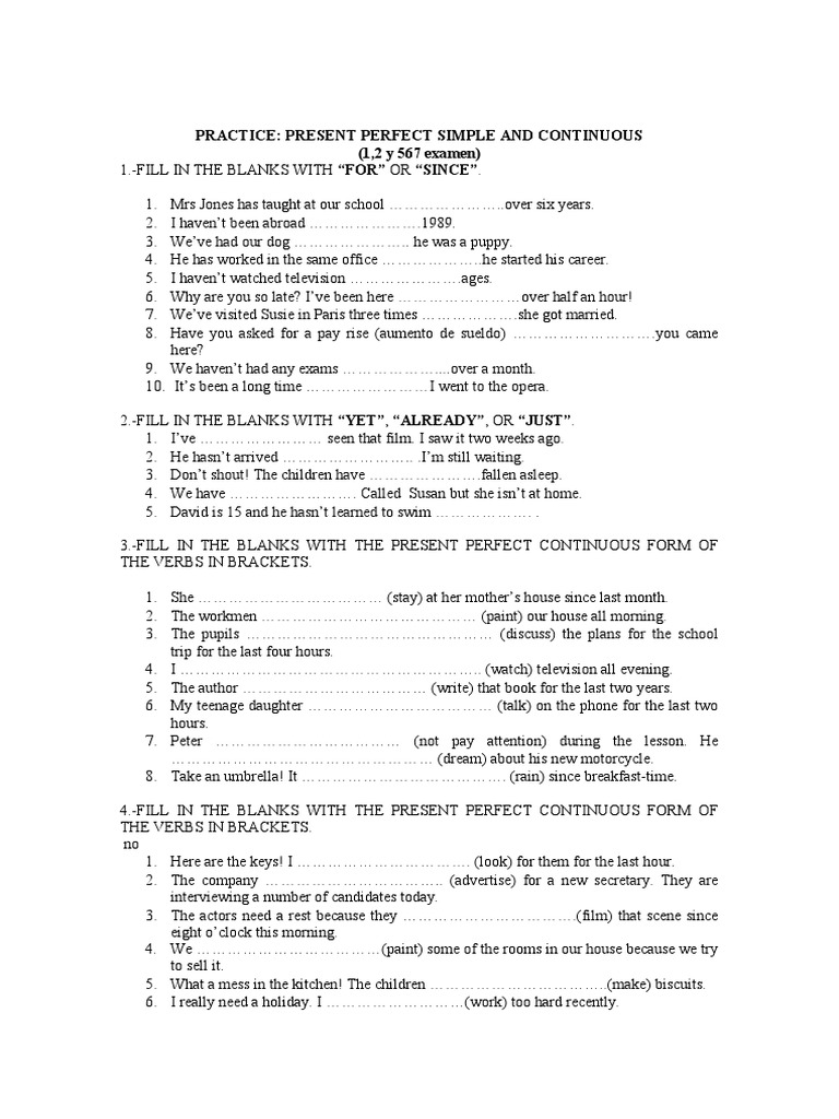 Present Perfect Simple and Continuous 1 | PDF