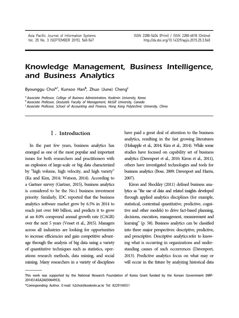 Knowledge Management vs. Business Intelligence | PDF | Analytics ...