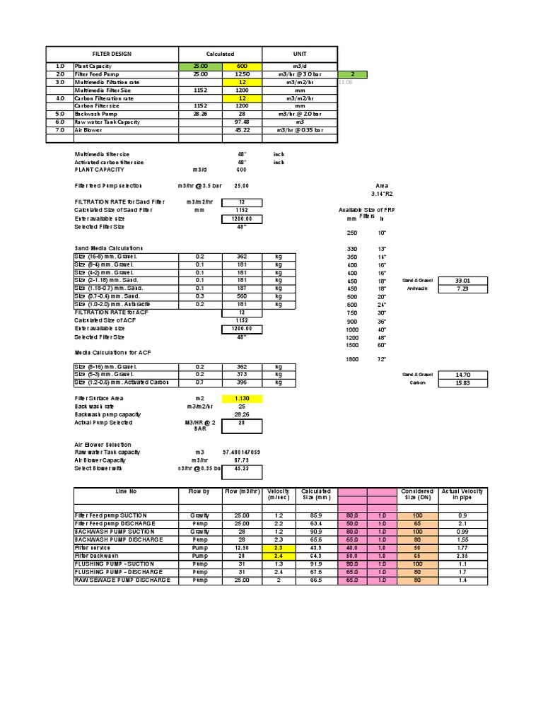 Filter Sizing PDF Filtration Pump