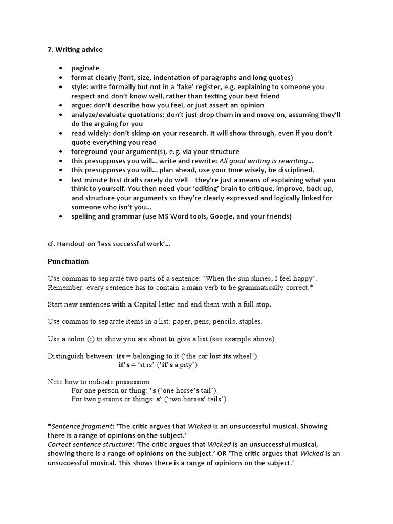 Writing Advice | PDF