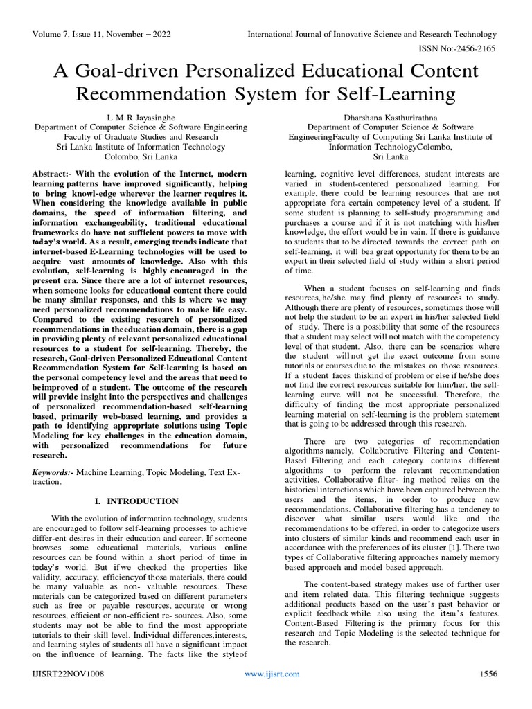 A GoalDriven Personalized Educational Content System