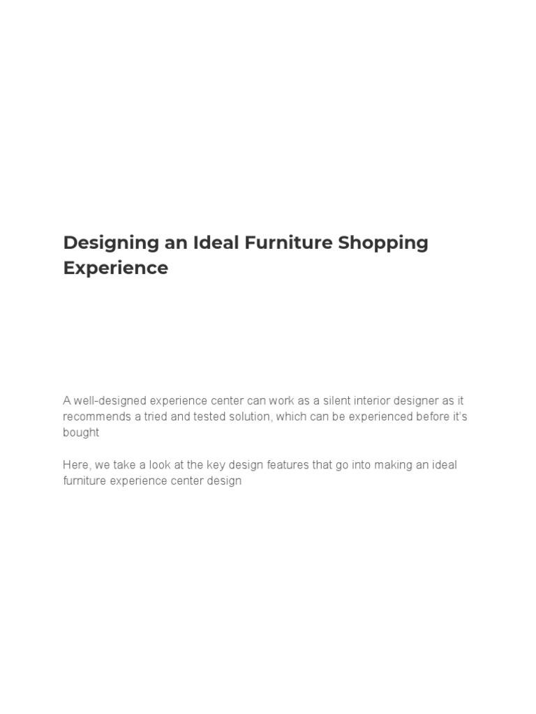 Designing An Ideal Furniture Shopping Experience PDF Experience Brand