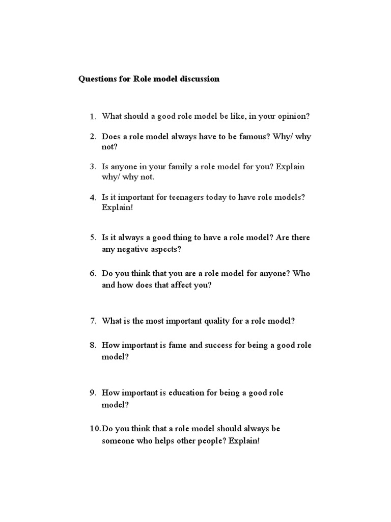 Role Model Discussion Questions | PDF