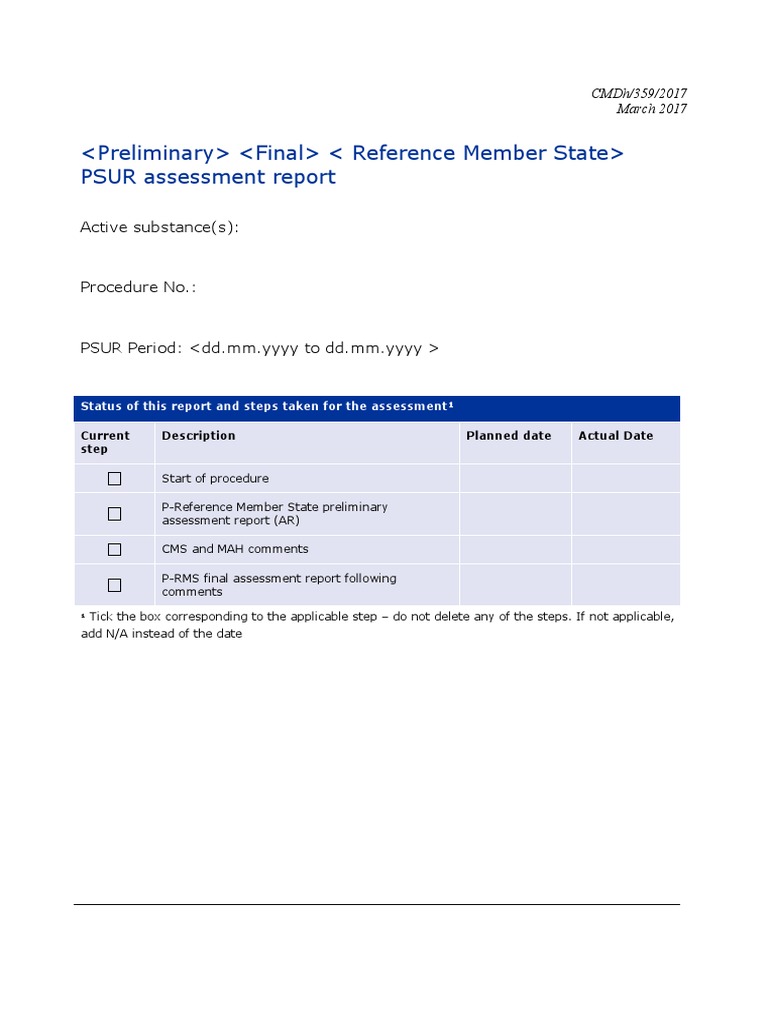 PSUR Assessment Report Overview | PDF | Risk | Clinical Trial