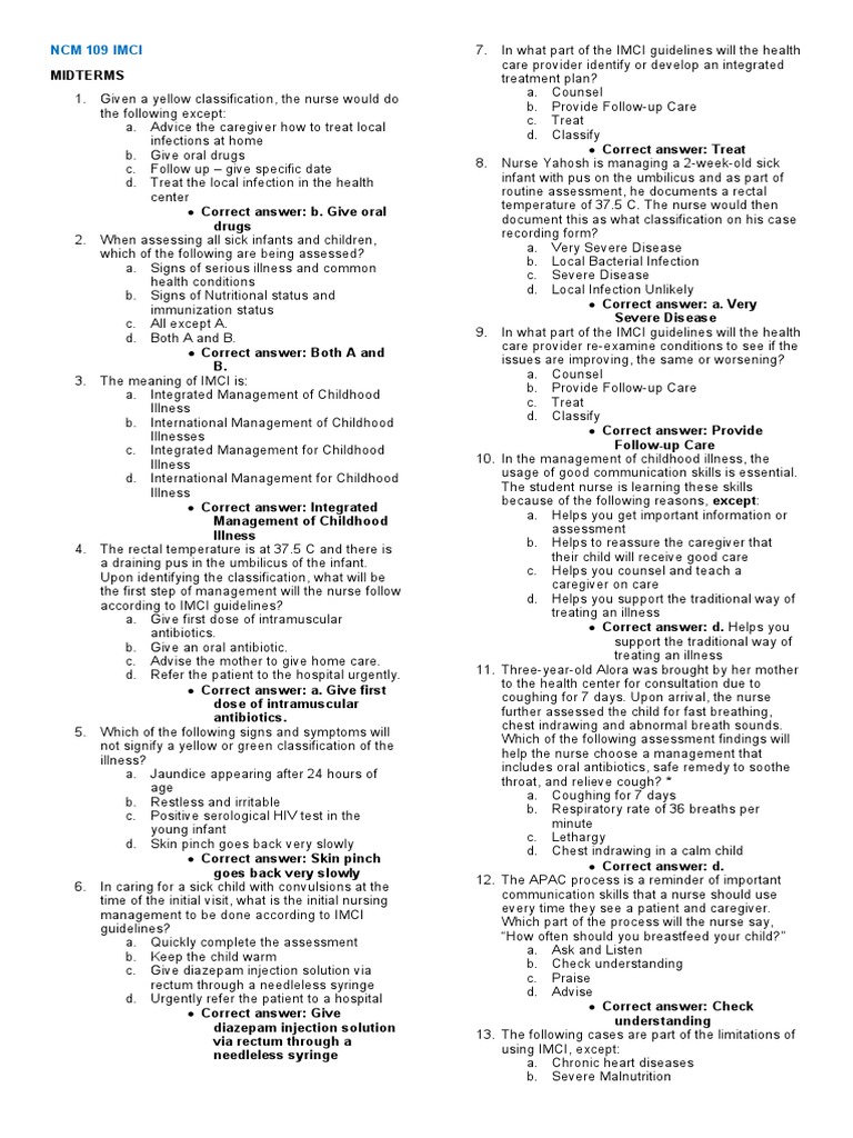 Battery Exams PDF Diarrhea Breastfeeding