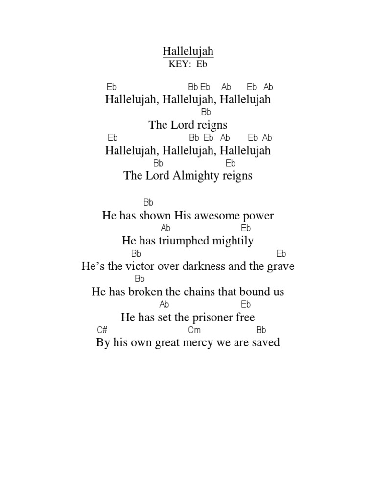 Hallelujah Song Lyrics in Eb | PDF