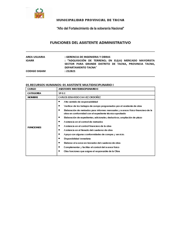 Funciones del Asistente Administrativo | PDF | Gestión de recursos humanos
