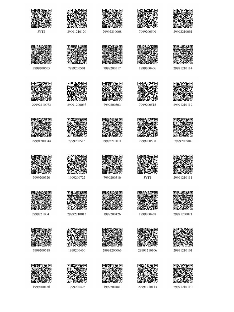Vehicle QR Codes PDF